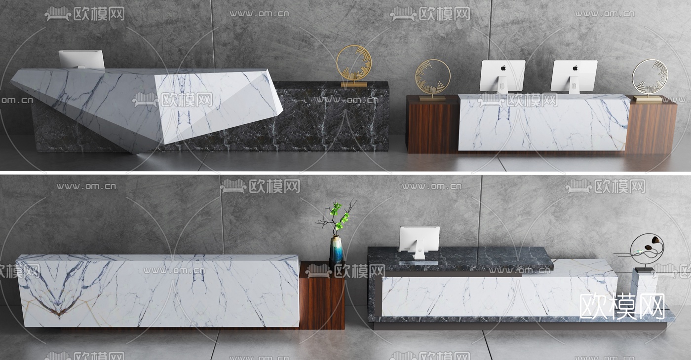 现代大理石接待台3d模型下载