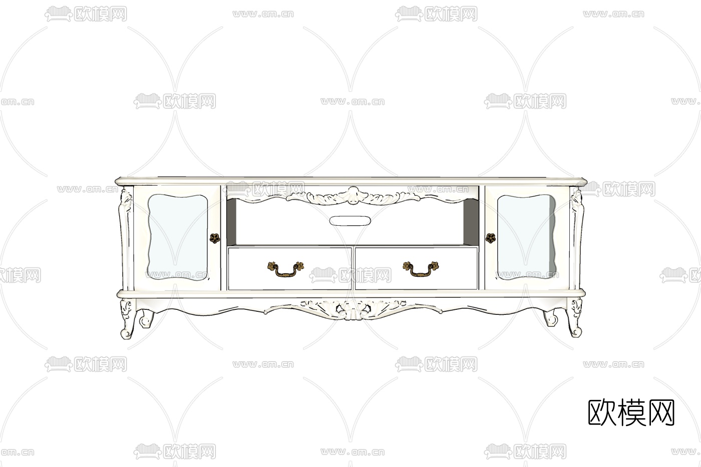 欧式实木电视柜免费su模型下载