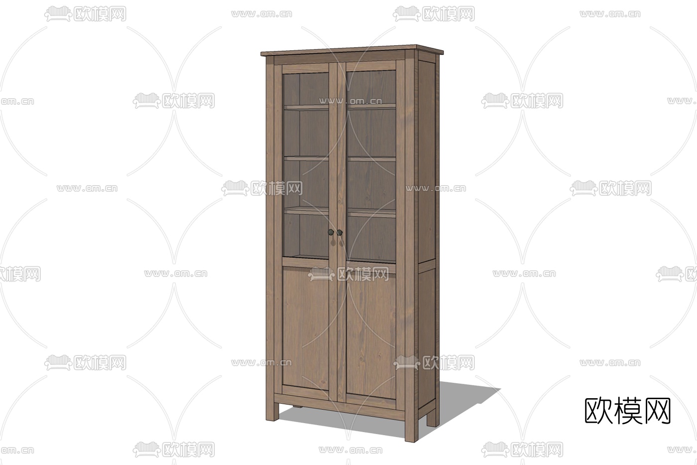 现代实木装饰柜免费su模型下载