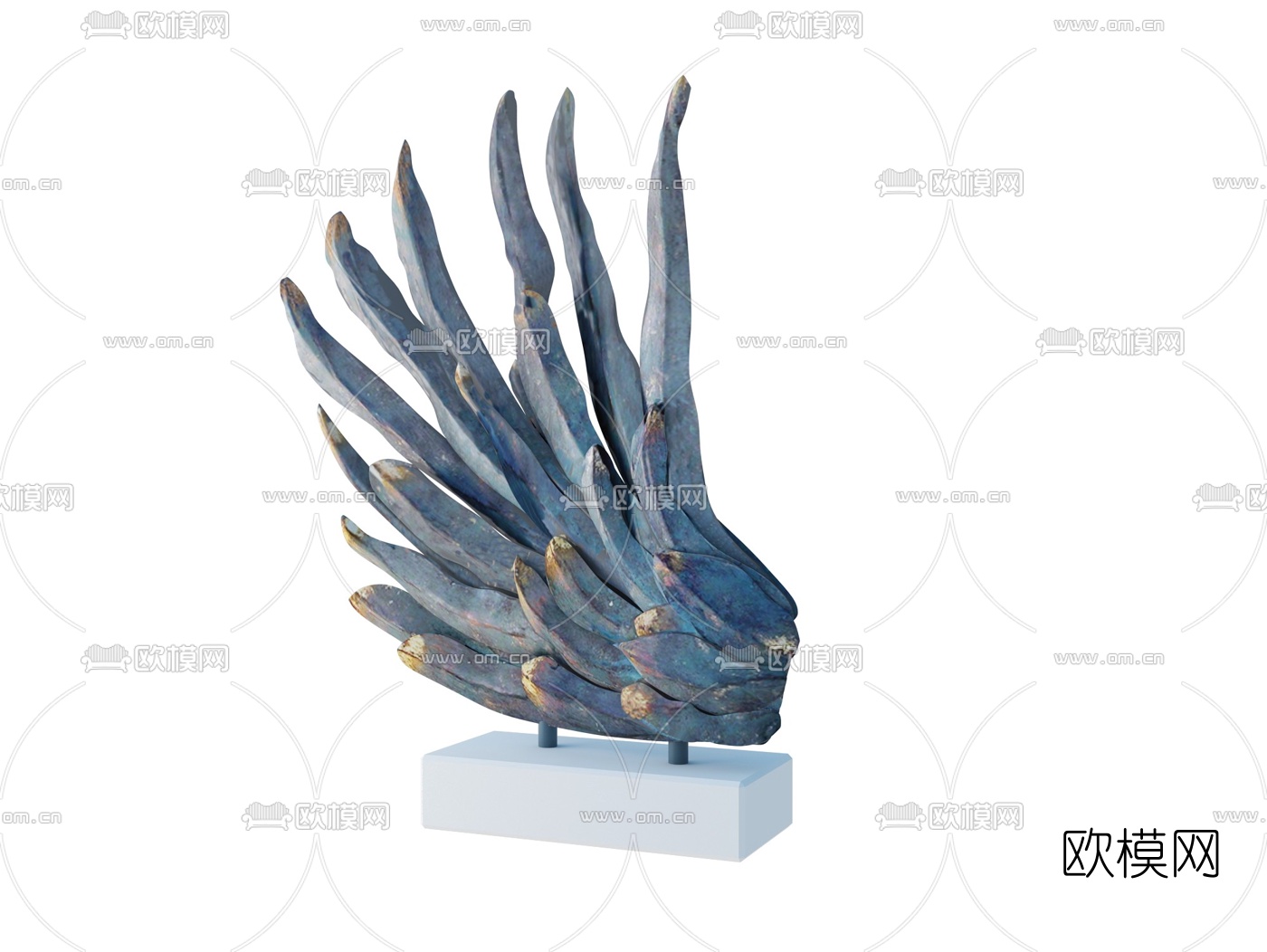 现代翅膀雕塑3d模型