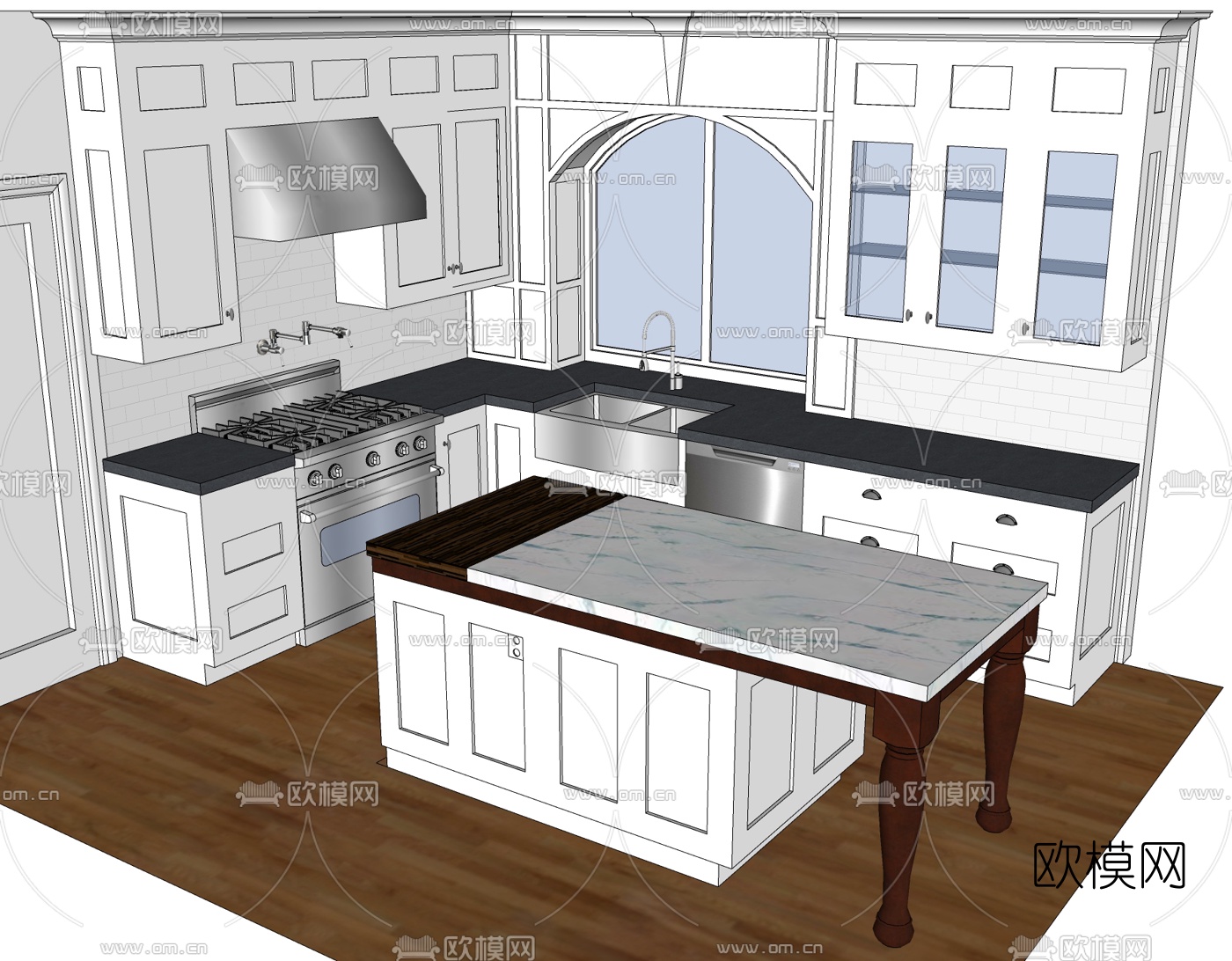 欧式橱柜免费su模型下载