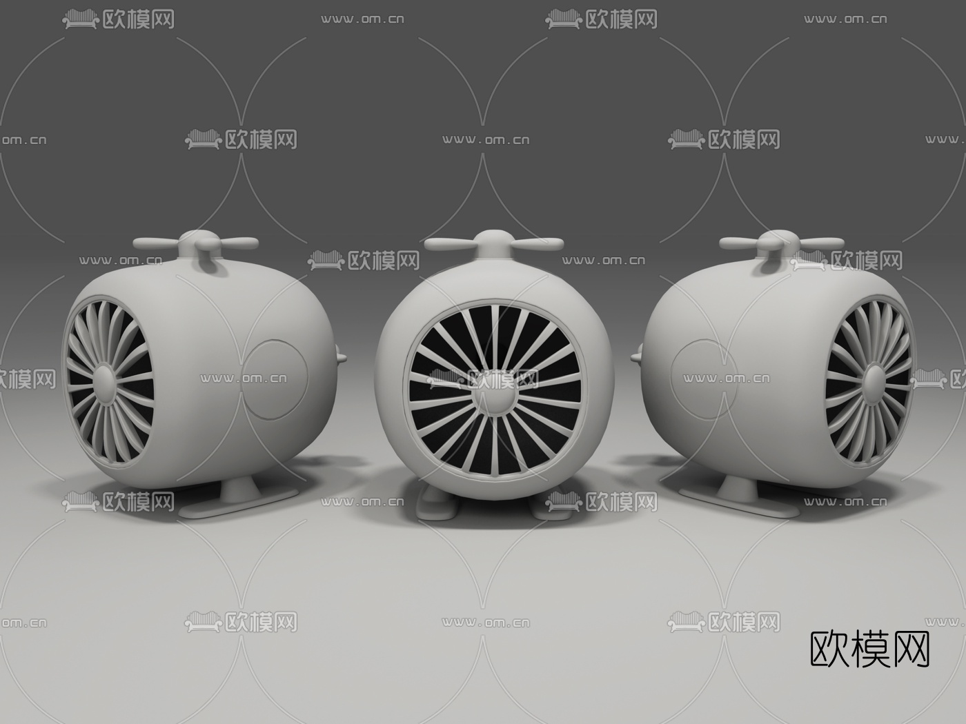 现代直升飞机蓝牙迷你小音箱3d模型下载（渲染图3）