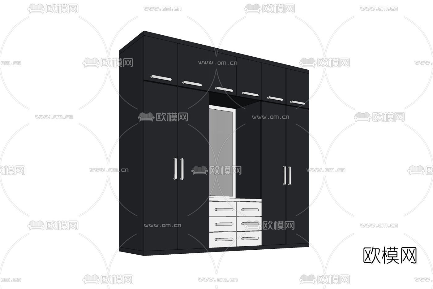 现代衣柜免费su模型下载