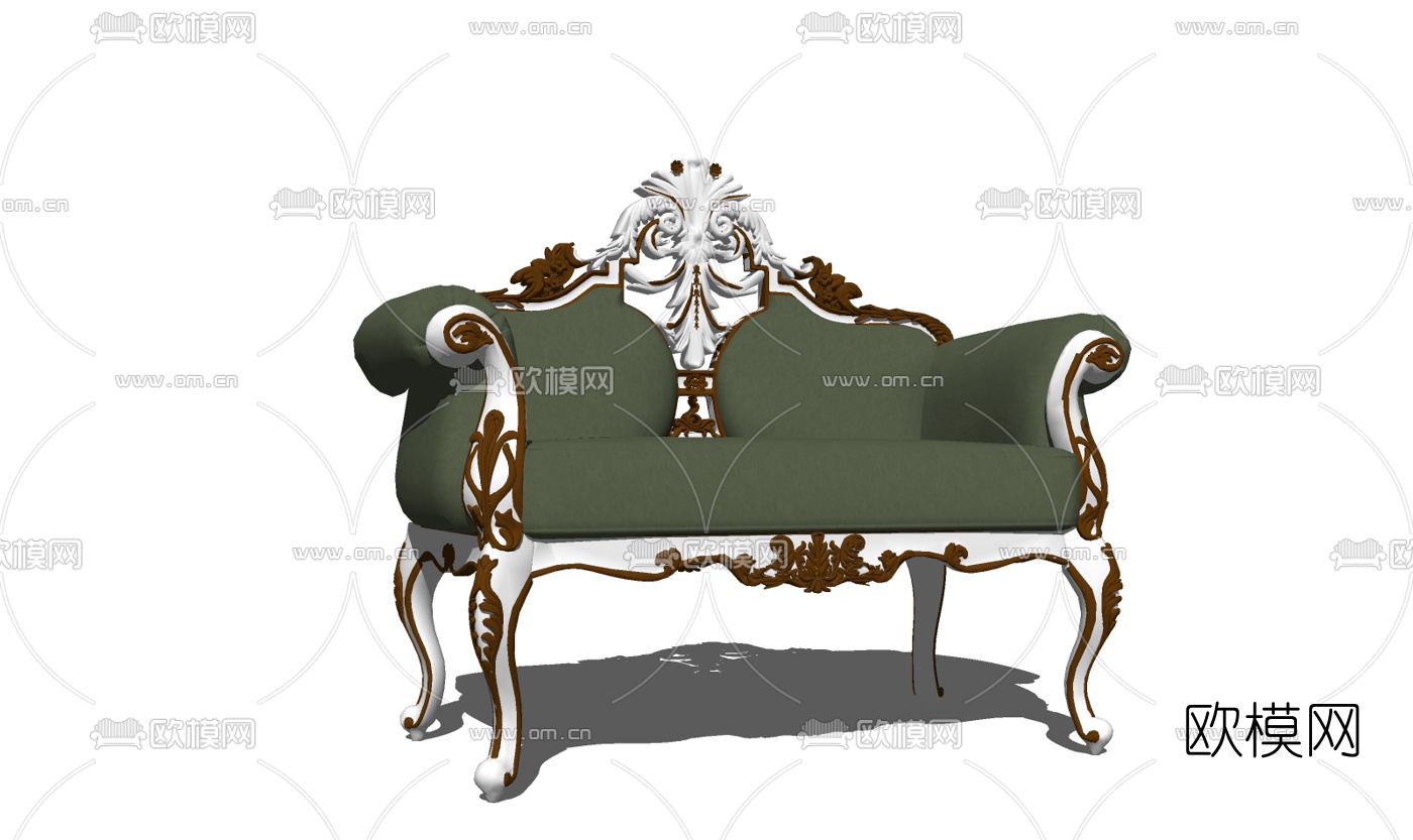 欧式布艺单人沙发su模型下载
