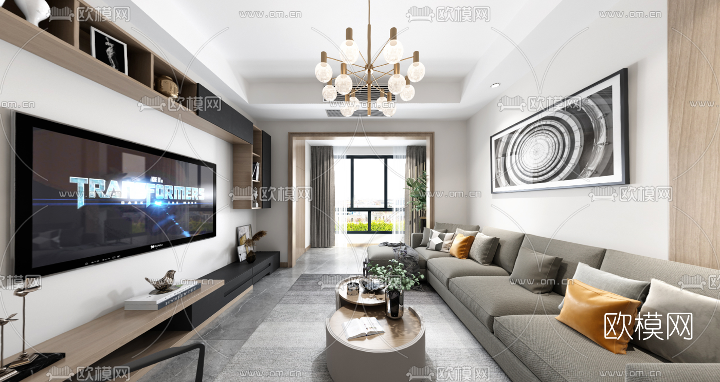 北欧客厅餐厅vr全景3d模型