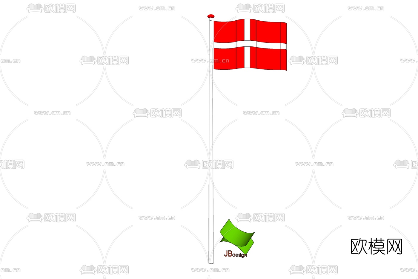 现代国旗旗帜免费su模型下载