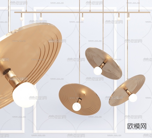 现代金属吊灯3d模型下载