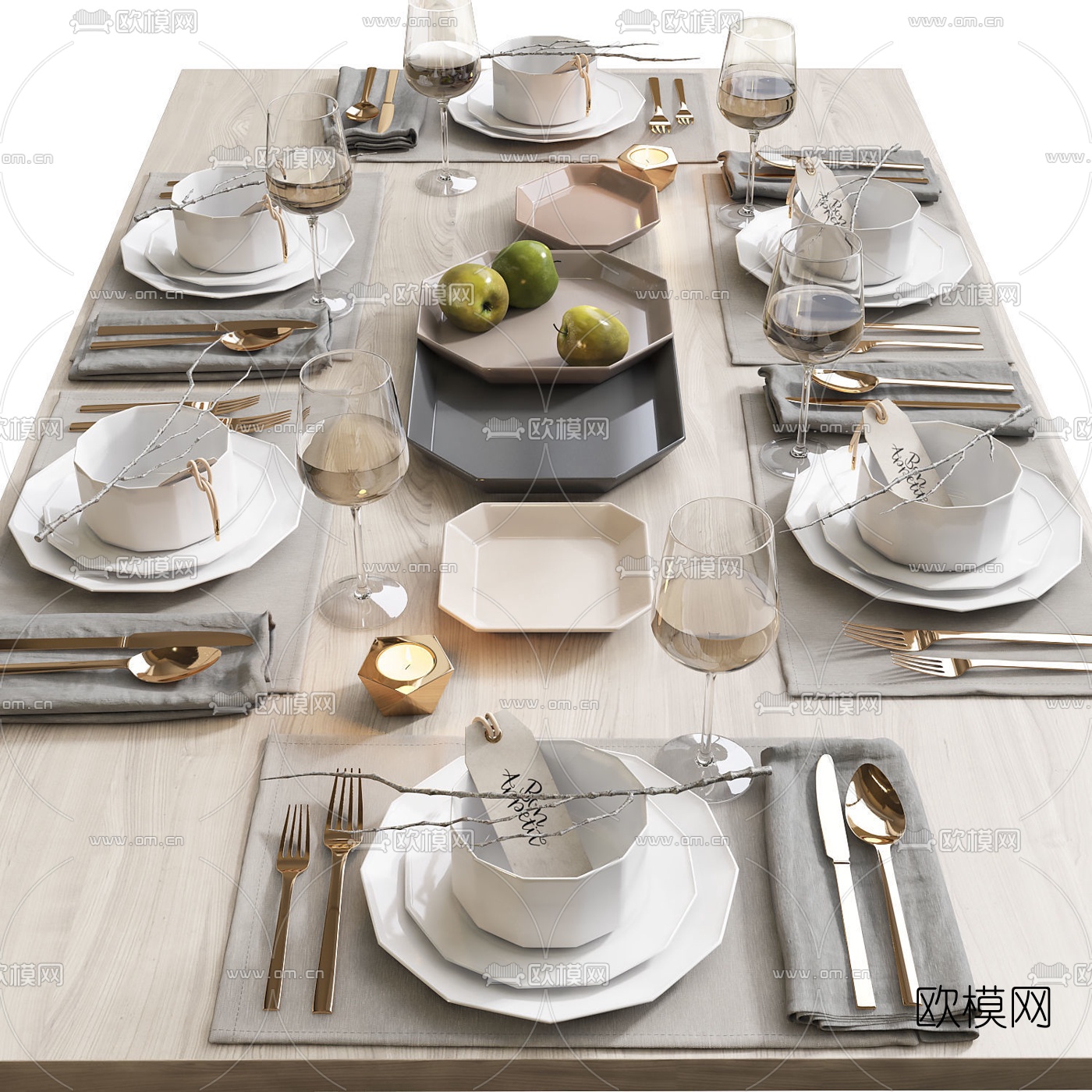 现代餐具刀叉盘子组合3d模型下载