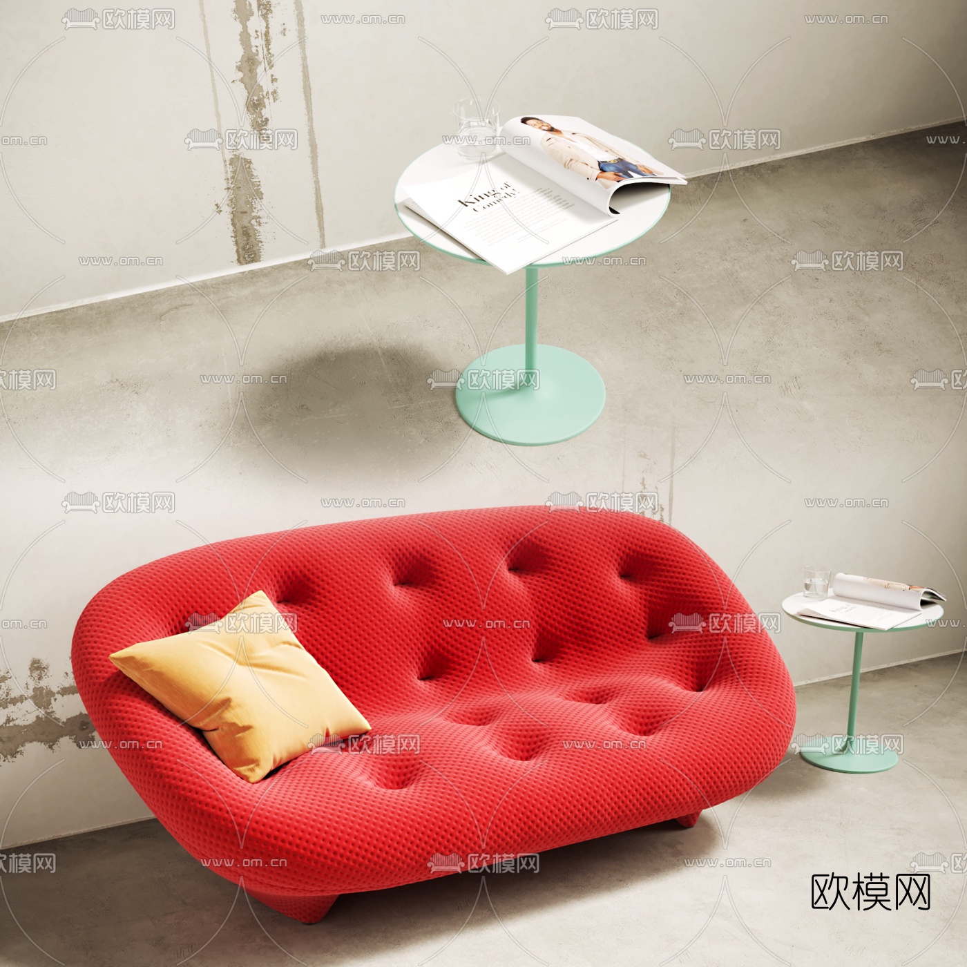 北欧布艺多人沙发3d模型下载