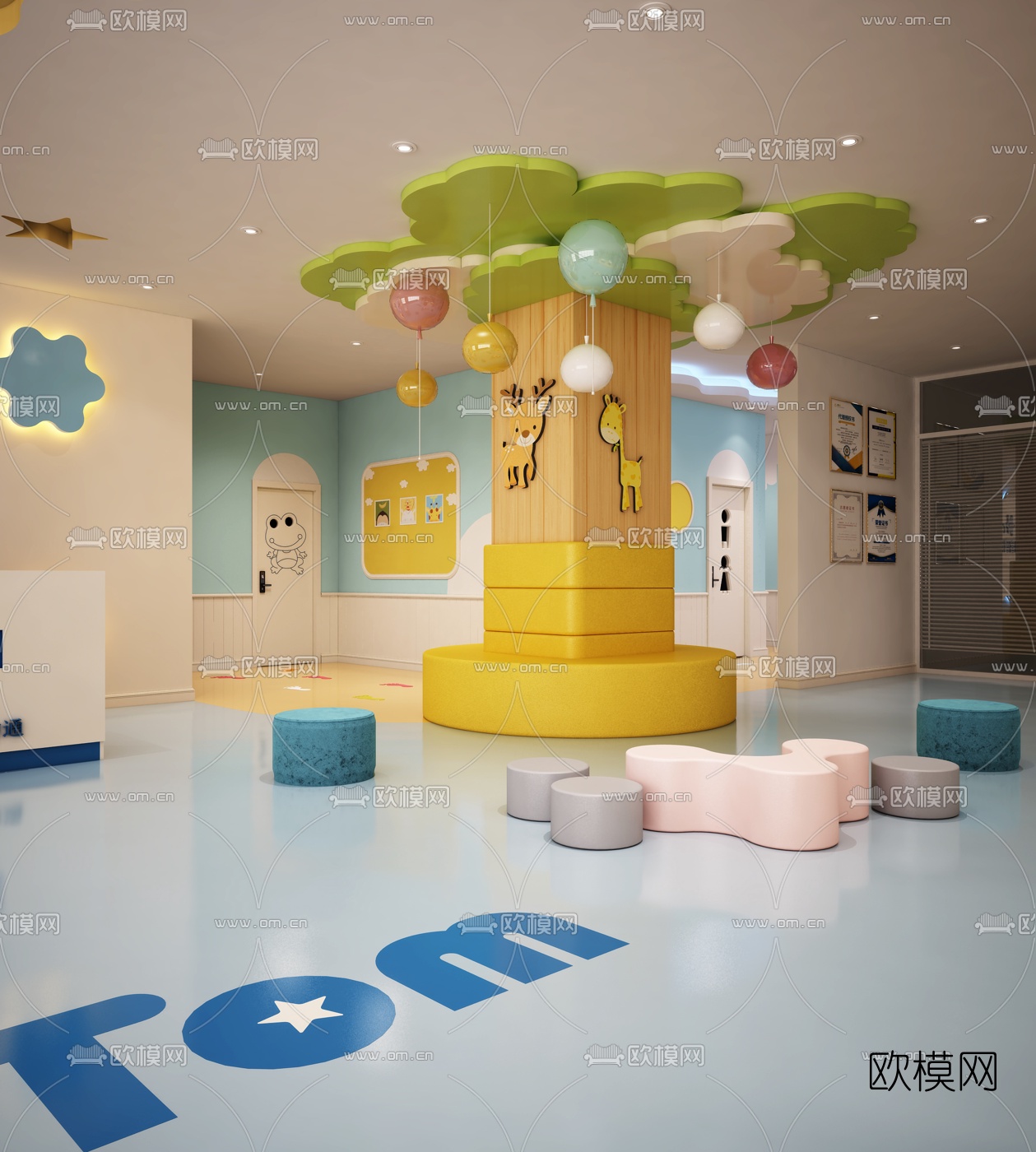 现代幼儿园大厅3d模型