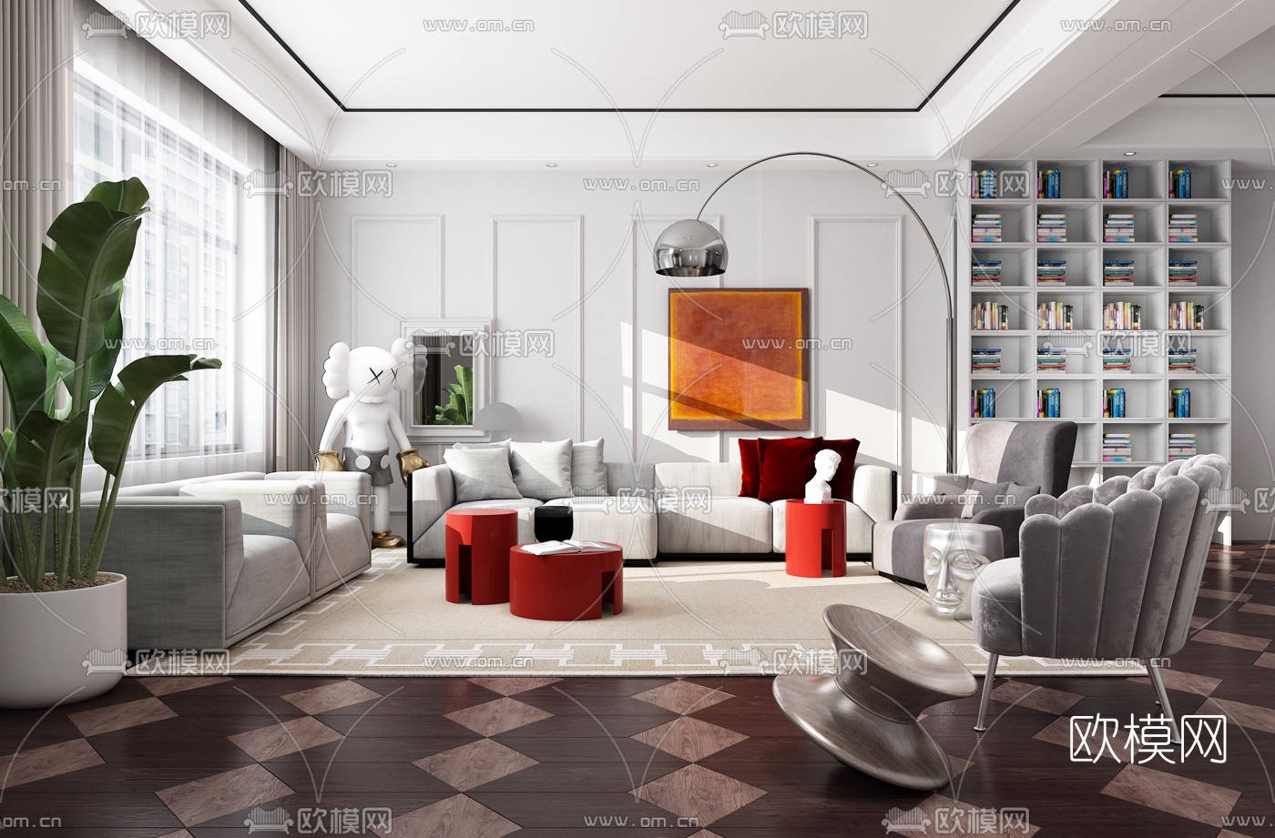 现代客厅沙发组合3d模型下载