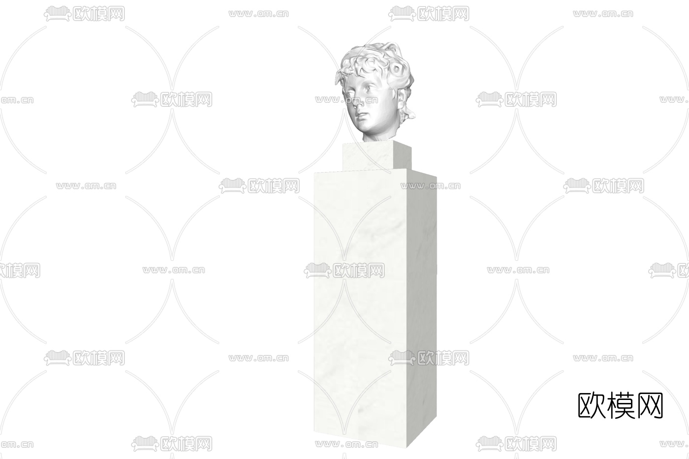 欧式人头雕塑免费su模型下载