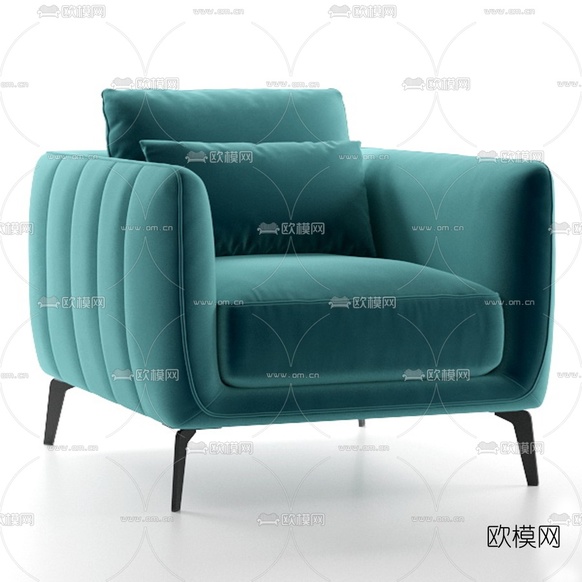 现代布艺单人沙发3d模型下载(渲染图1)