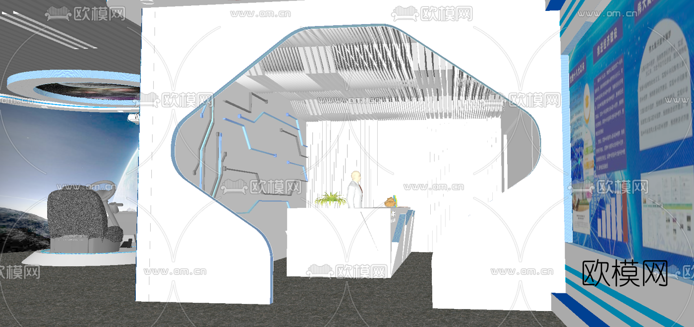 现代科技展厅 科幻馆su模型下载（渲染图4）