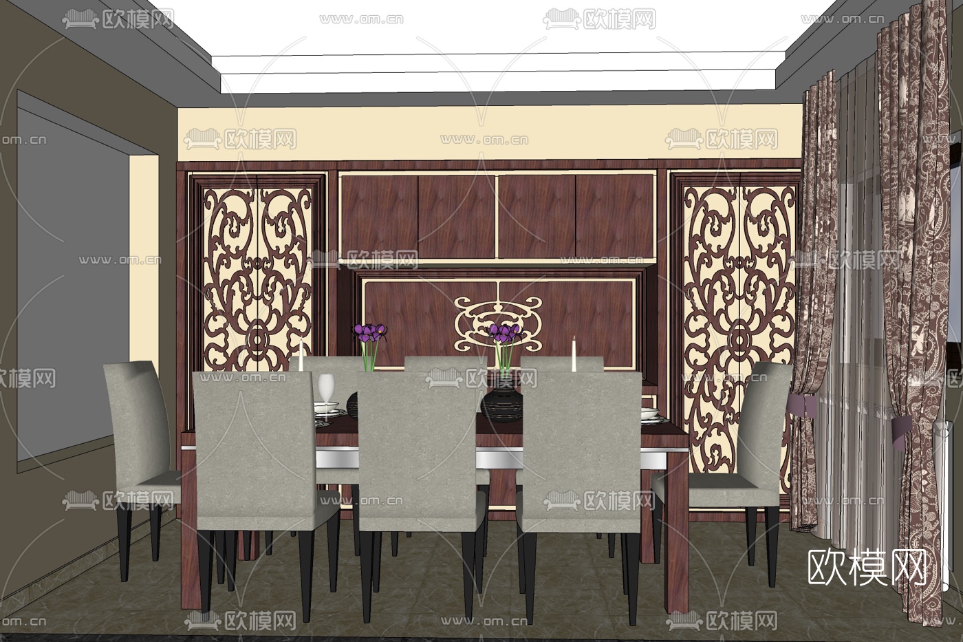 欧式餐厅免费su模型下载