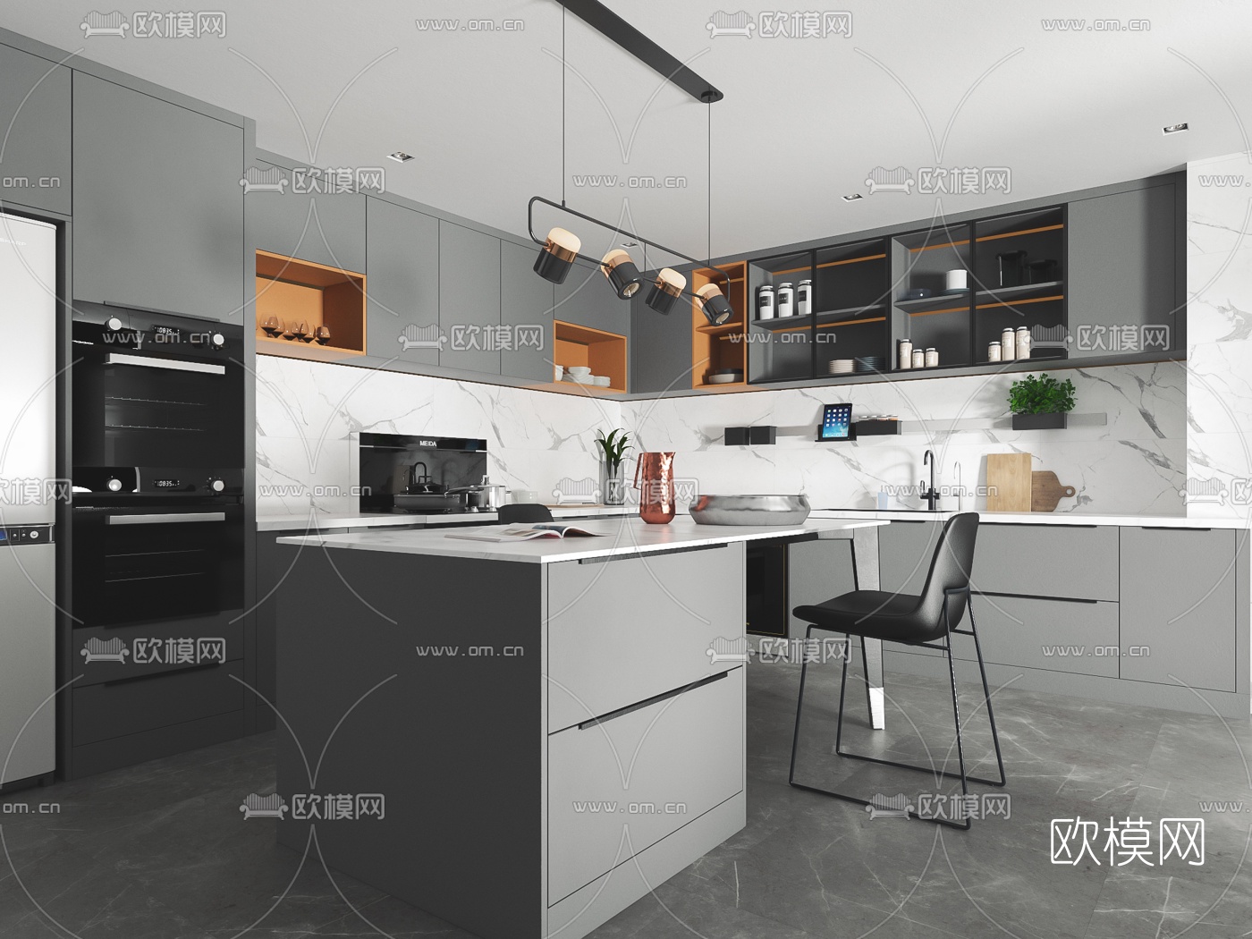 现代简约厨房3d模型
