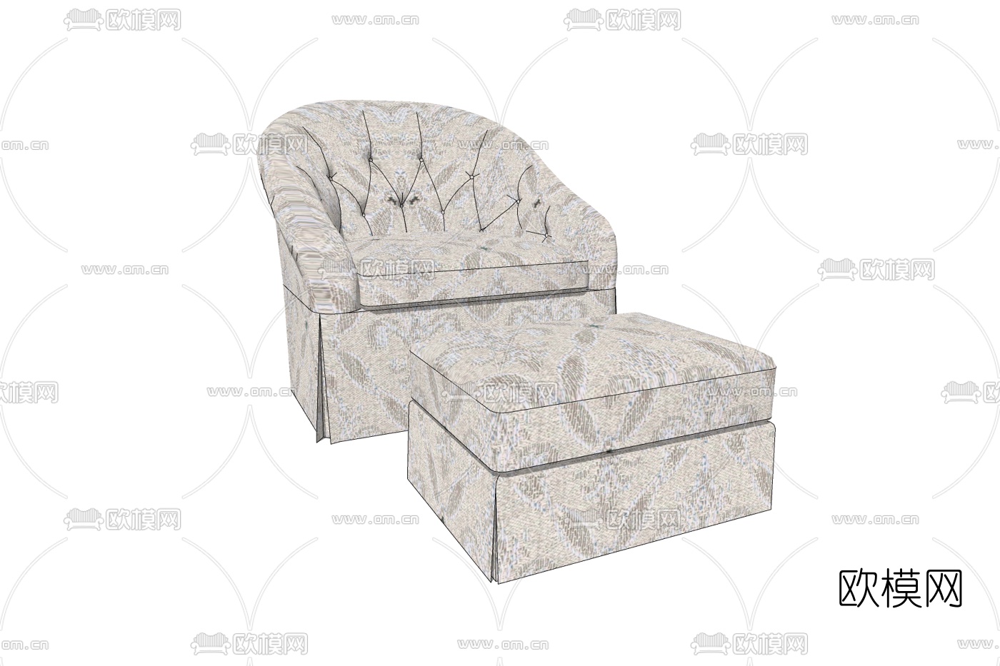现代布艺休闲沙发免费su模型下载
