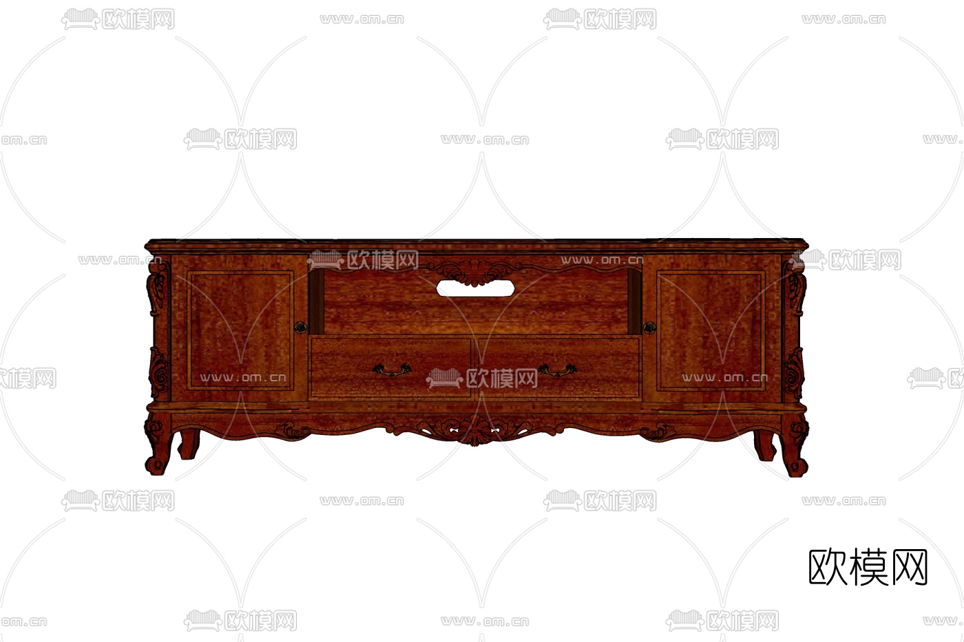 欧式实木电视柜免费su模型下载