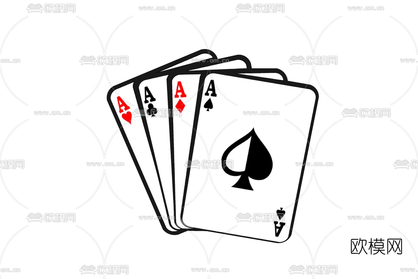 现代扑克牌免费su模型下载