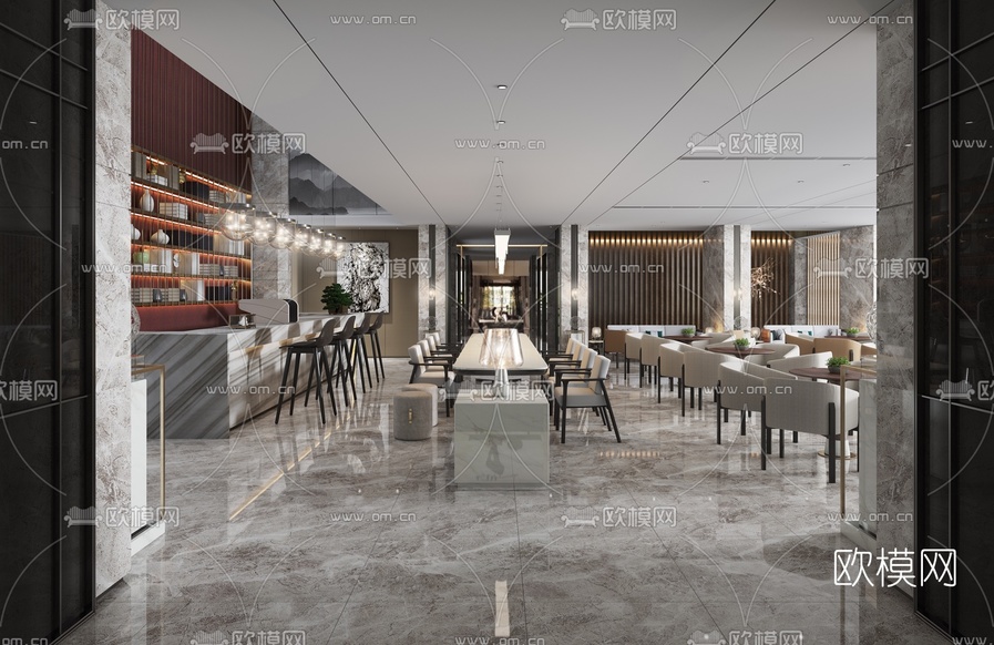 矩阵纵横设计 南宁华润南棉售楼处3d模型下载(渲染图1)