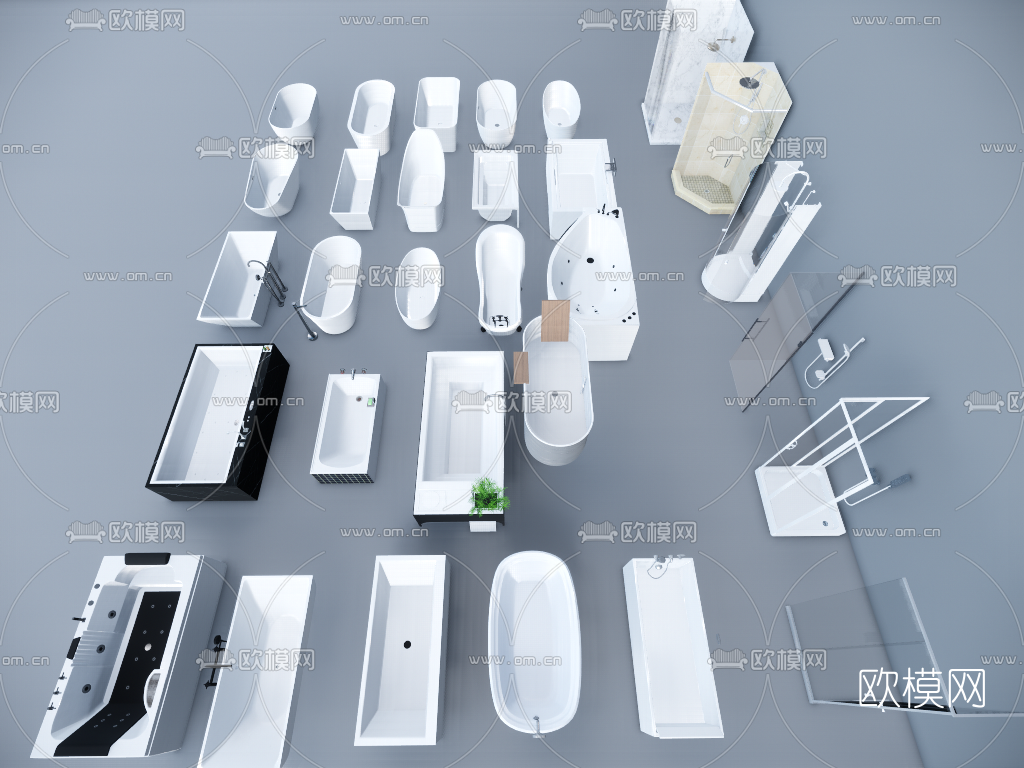 现代浴缸淋浴房su模型下载（渲染图3）