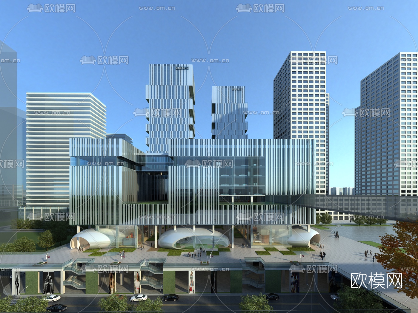 现代办公楼建筑外观3d模型