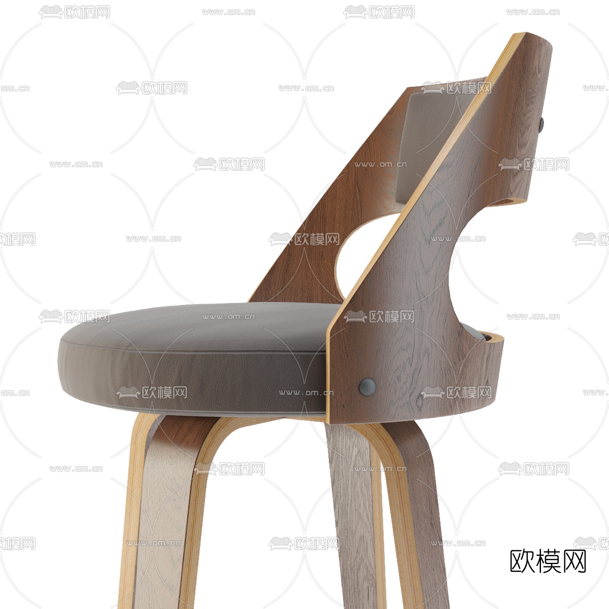 现代实木吧台椅3d模型