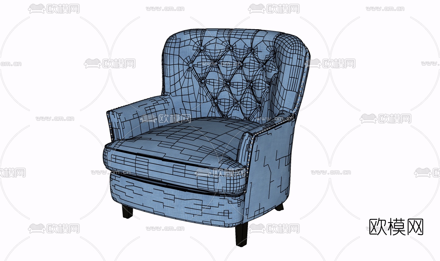 现代布艺单人沙发免费su模型下载
