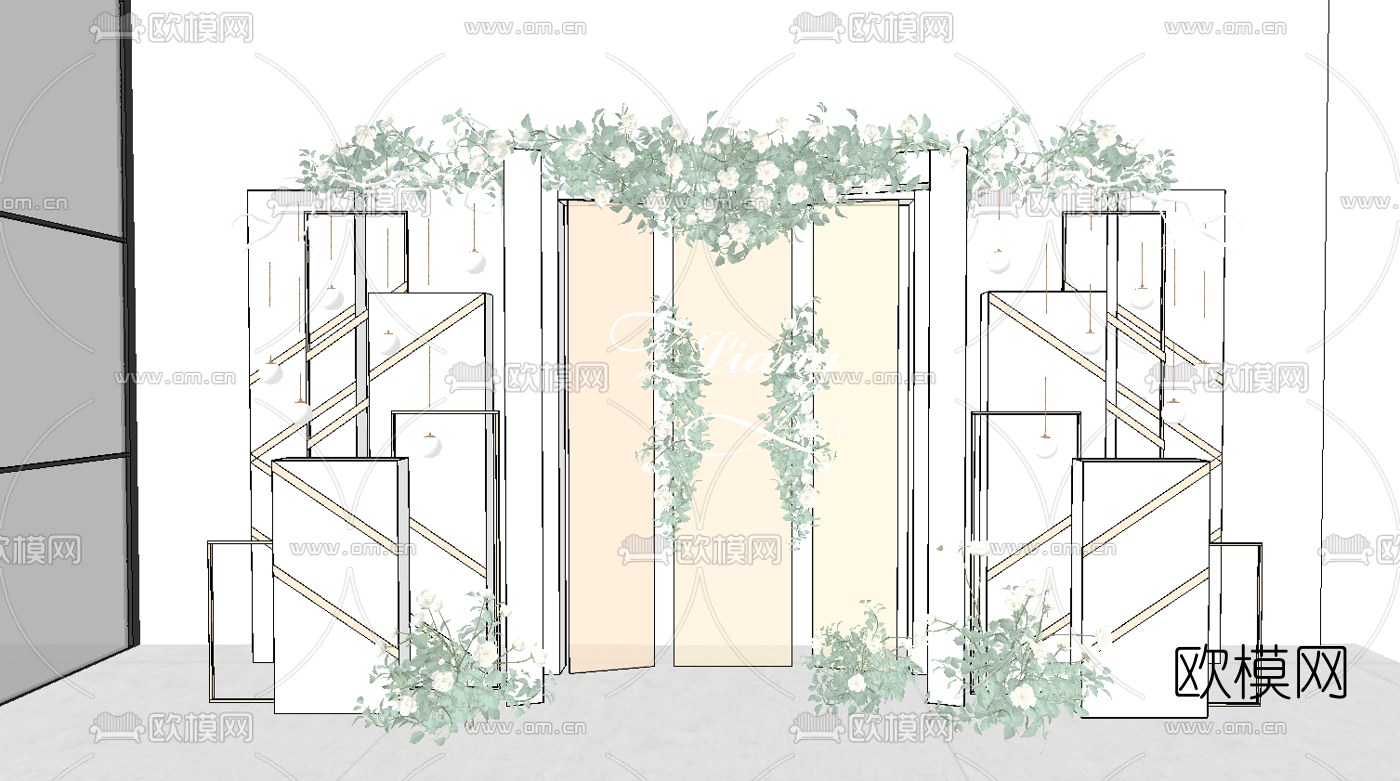 现代婚礼摄影美陈su模型下载