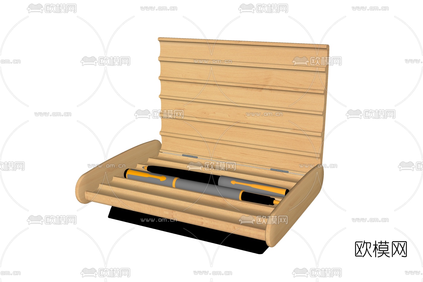 现代实木办公文具盒免费su模型下载