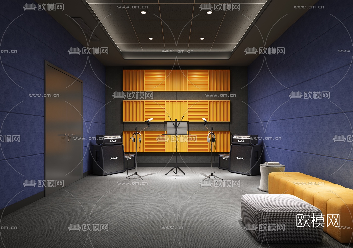 现代录音棚3d模型下载（渲染图1）