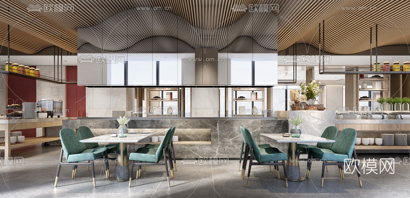 现代酒店自助餐厅3d模型