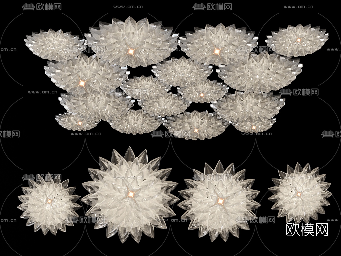 现代花形水晶装饰灯3d模型