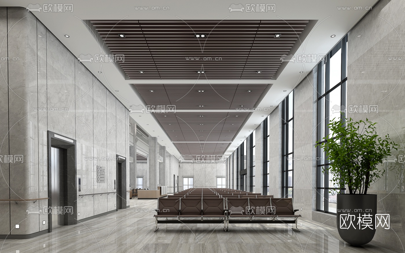现代医院等候大厅3d模型下载