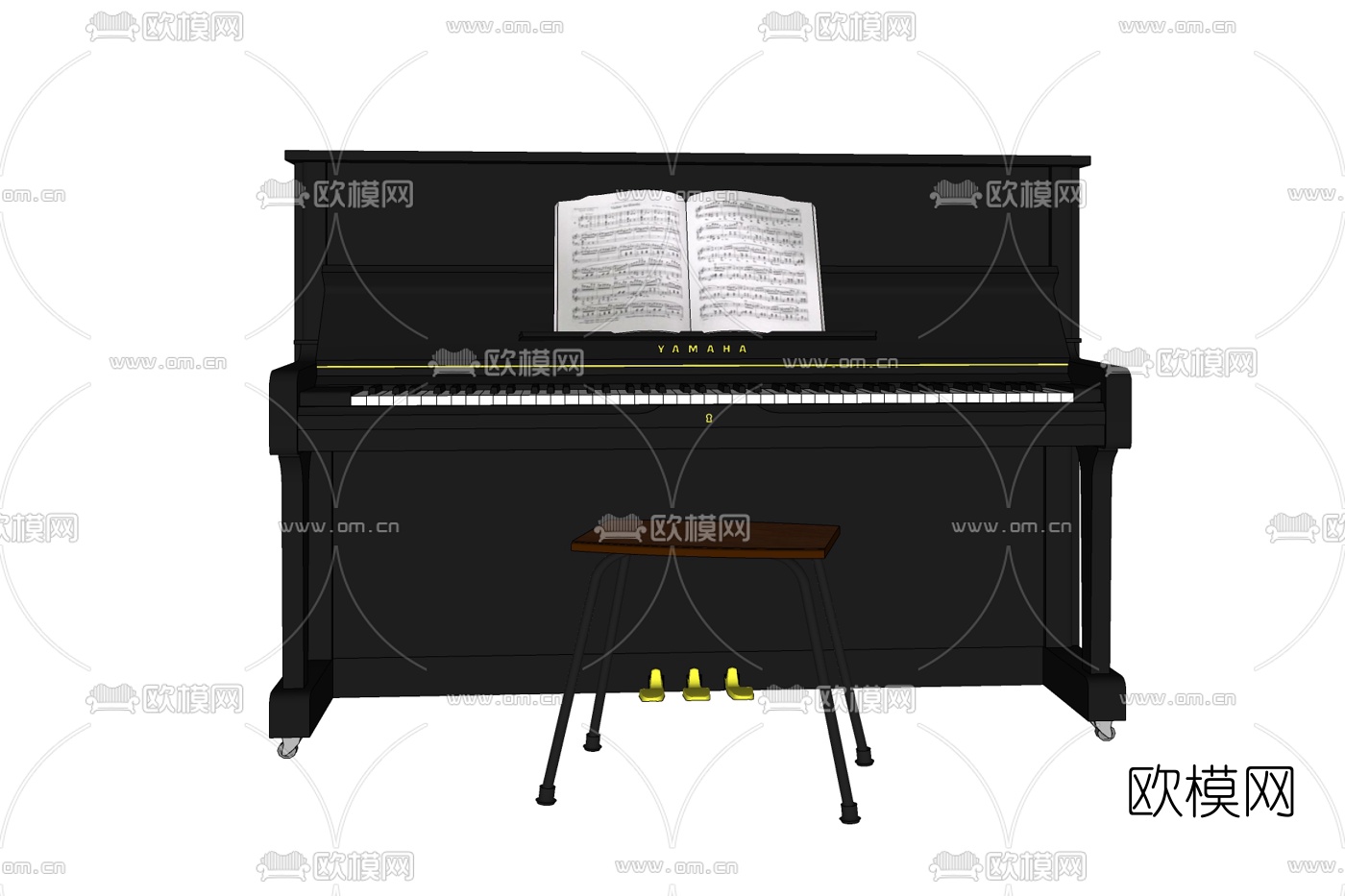 欧式钢琴免费su模型下载