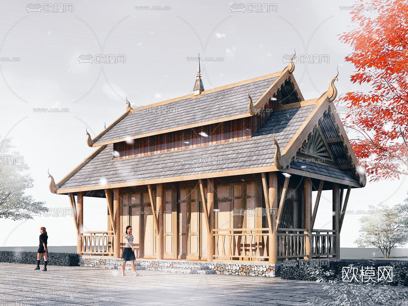 东南亚商业街民宿3d模型