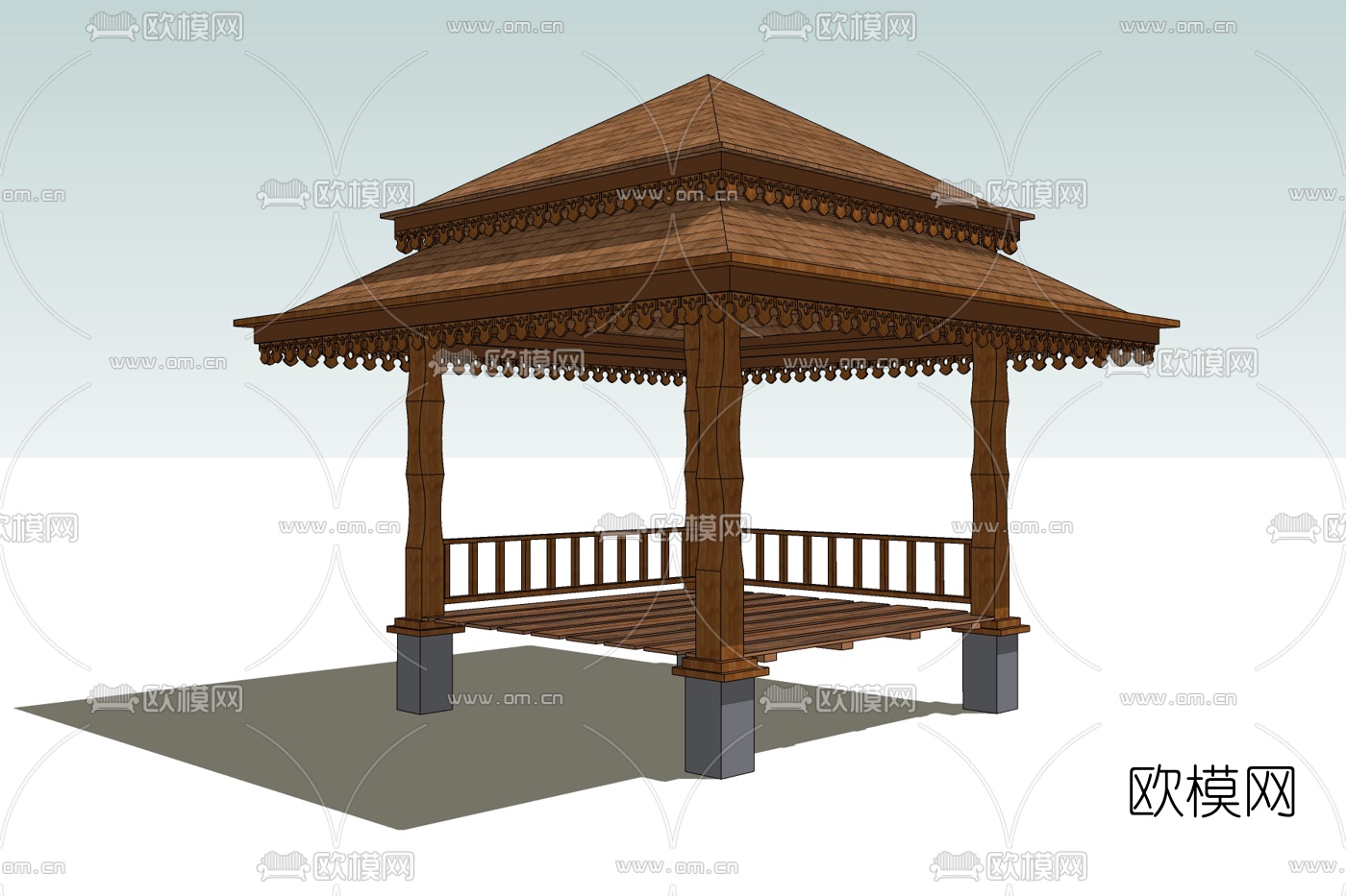 中式凉亭免费su模型下载