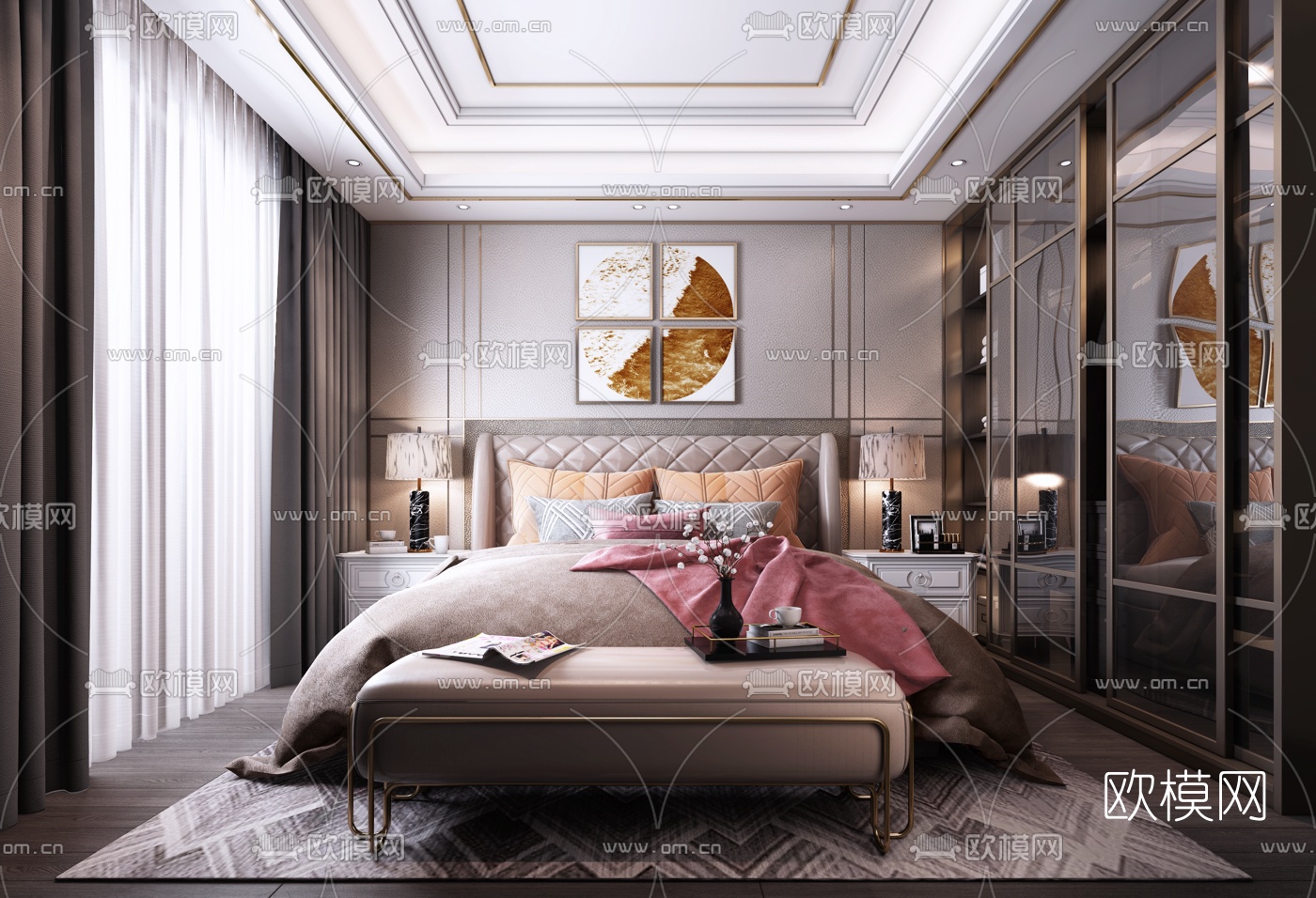 现代卧室主人房3d模型下载
