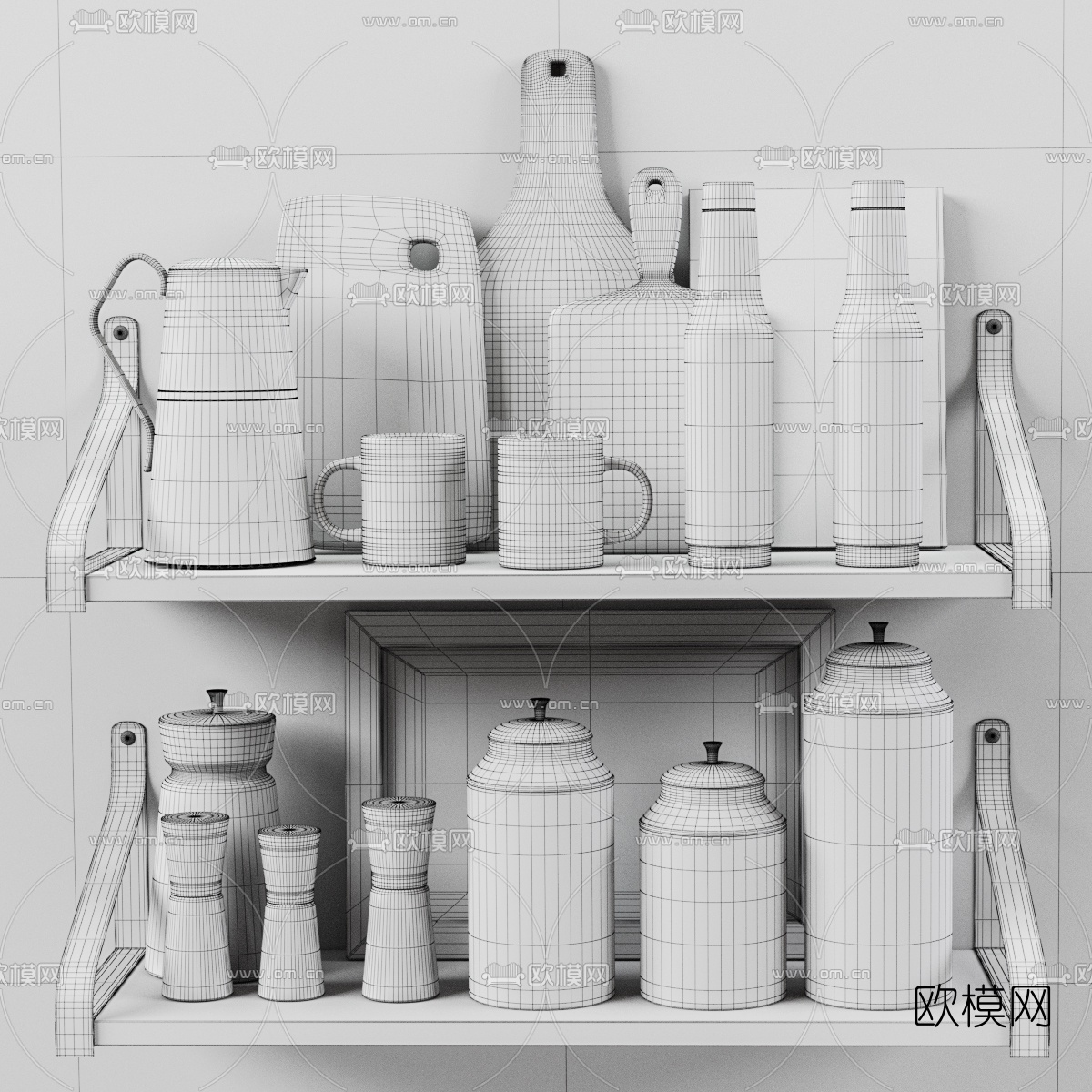 现代调味罐厨房日用品3d模型下载（渲染图3）