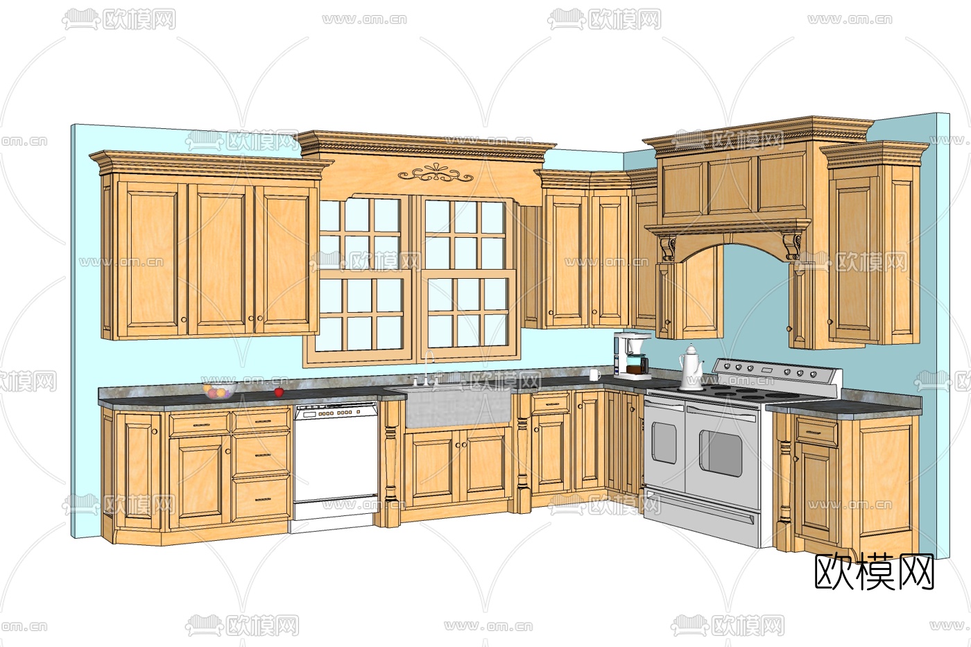 欧式厨房免费su模型下载