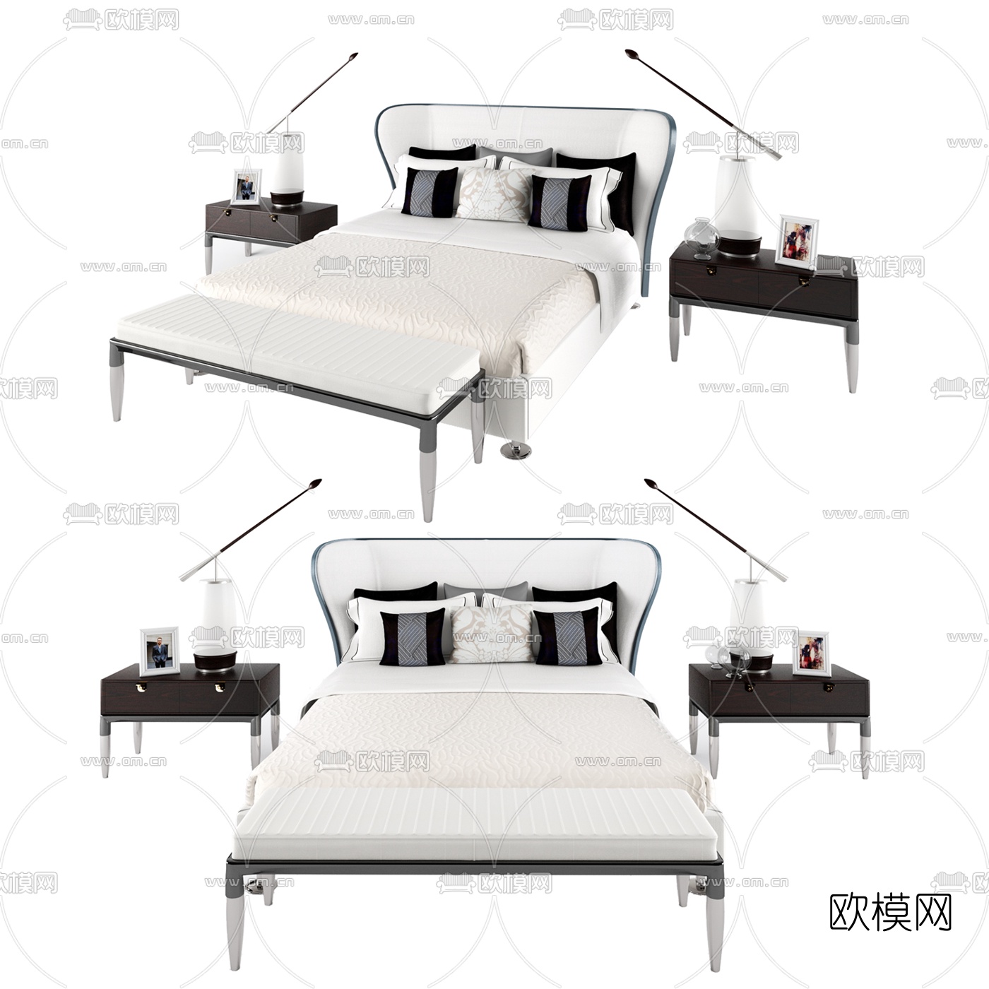 Giorgetti现代皮革双人床3d模型下载