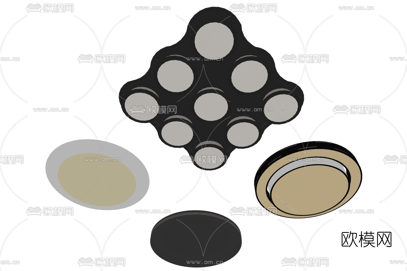 现代吸顶灯免费su模型下载