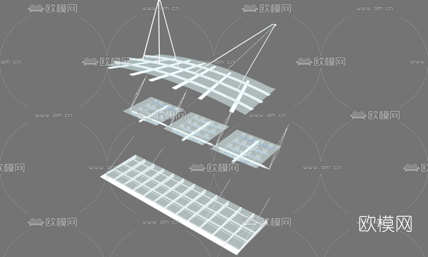 现代玻璃雨棚su模型
