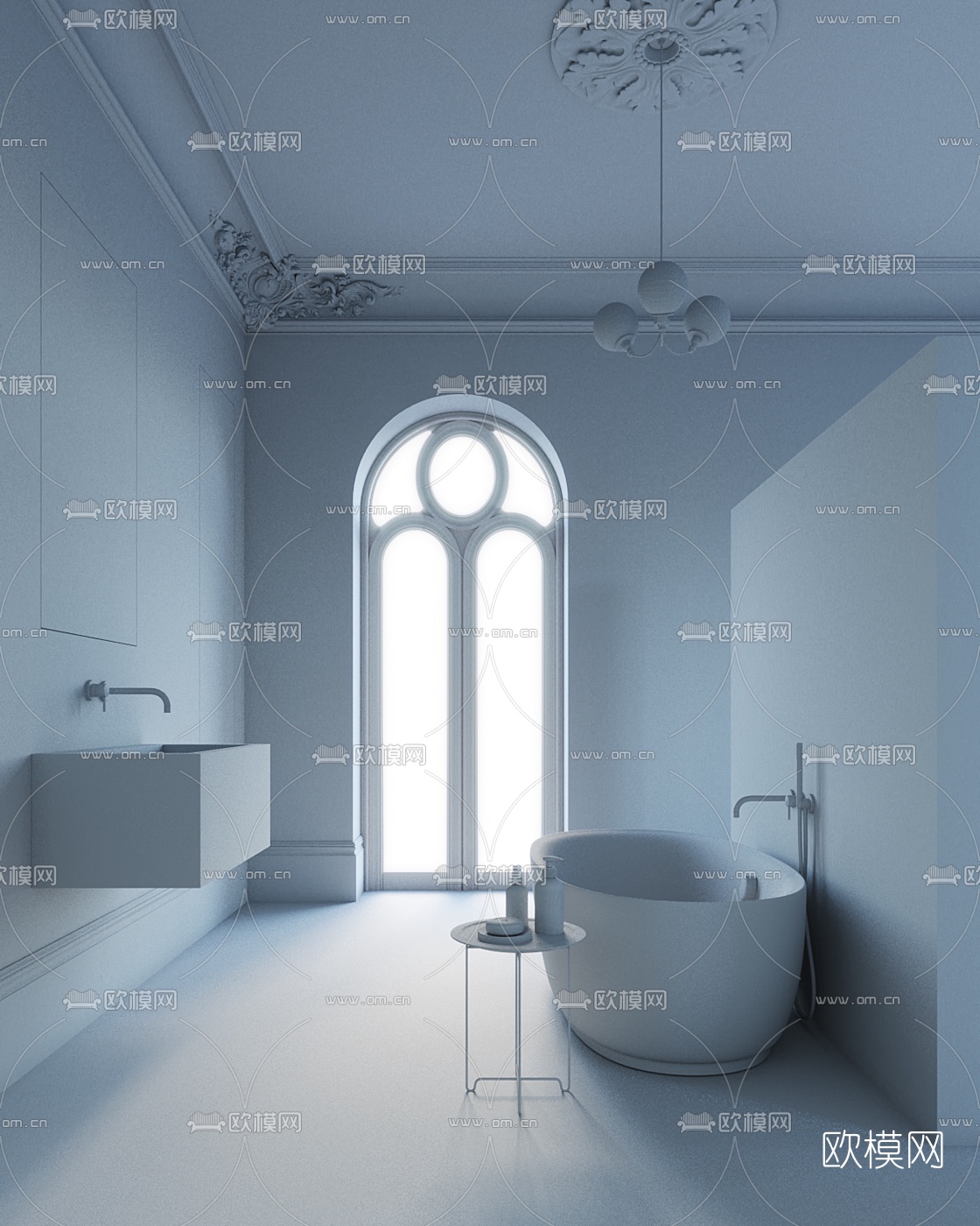 简欧卫生间浴室3d模型下载（渲染图2）
