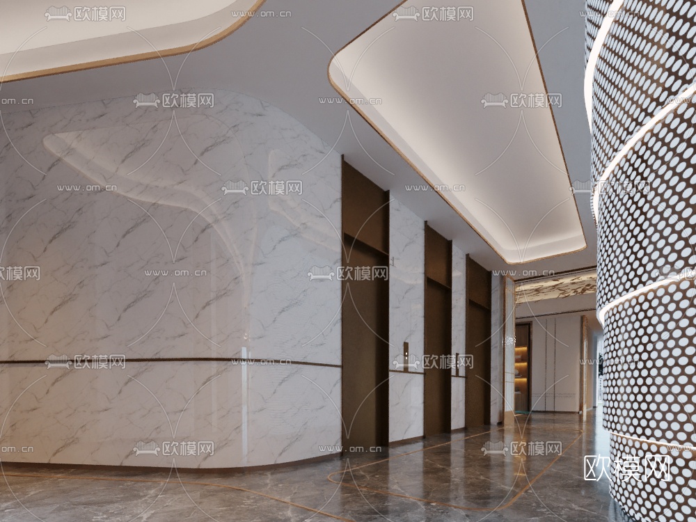 现代酒店大堂前厅免费3d模型