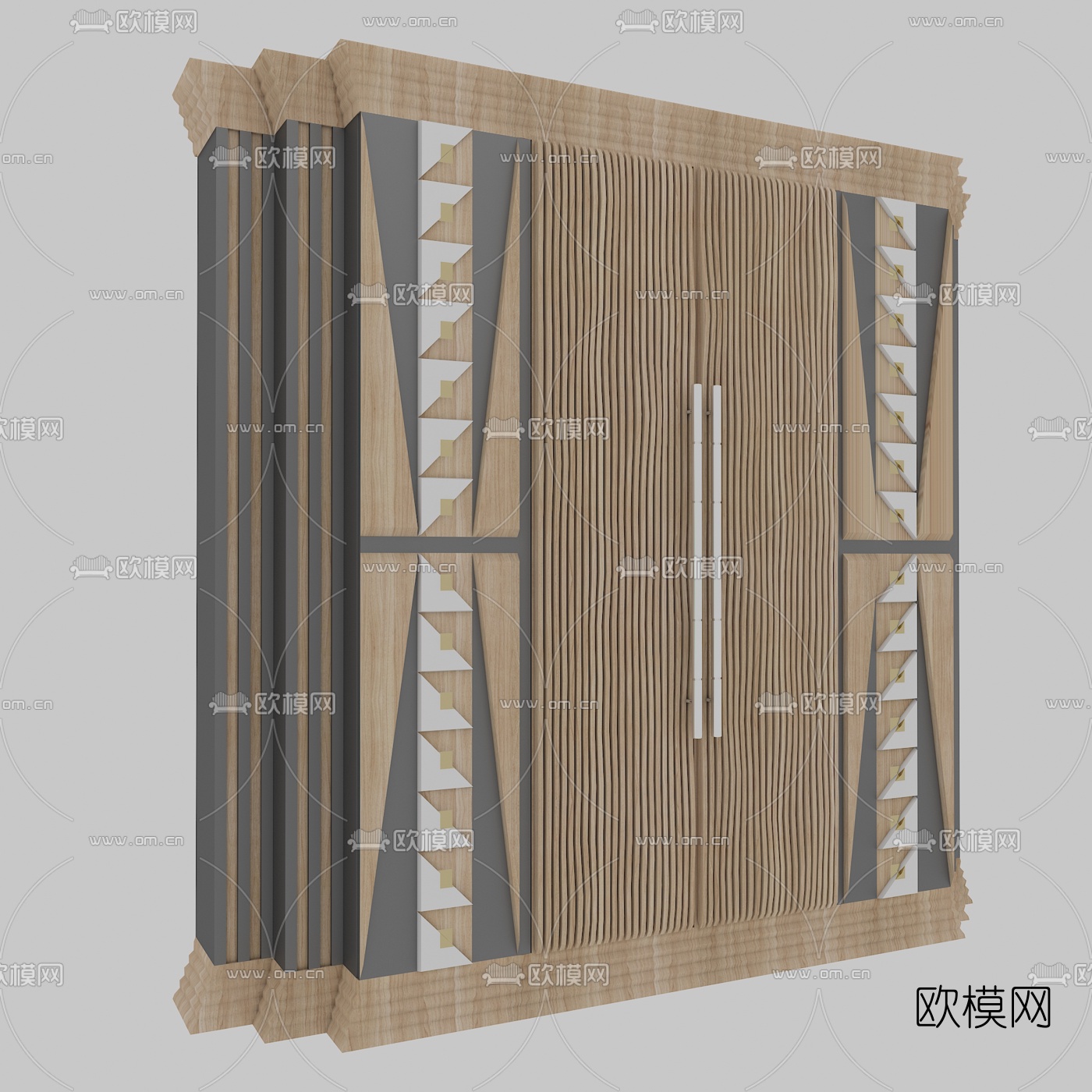 新中式衣柜免费3d模型下载（渲染图3）