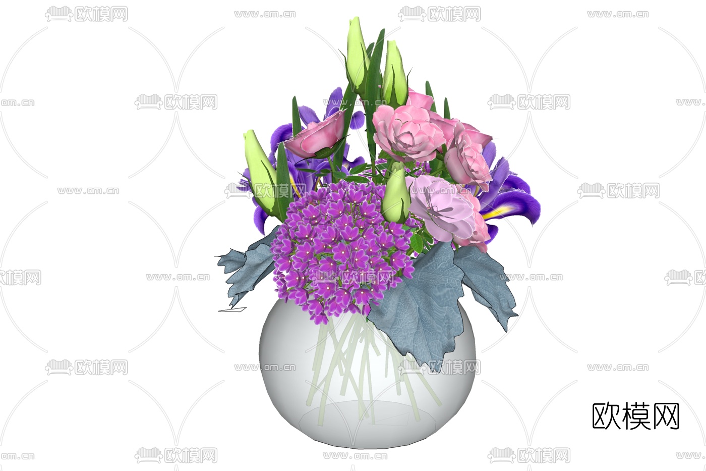 现代花瓶花卉免费su模型