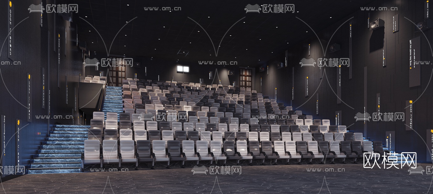 现代电影院放映厅3d模型