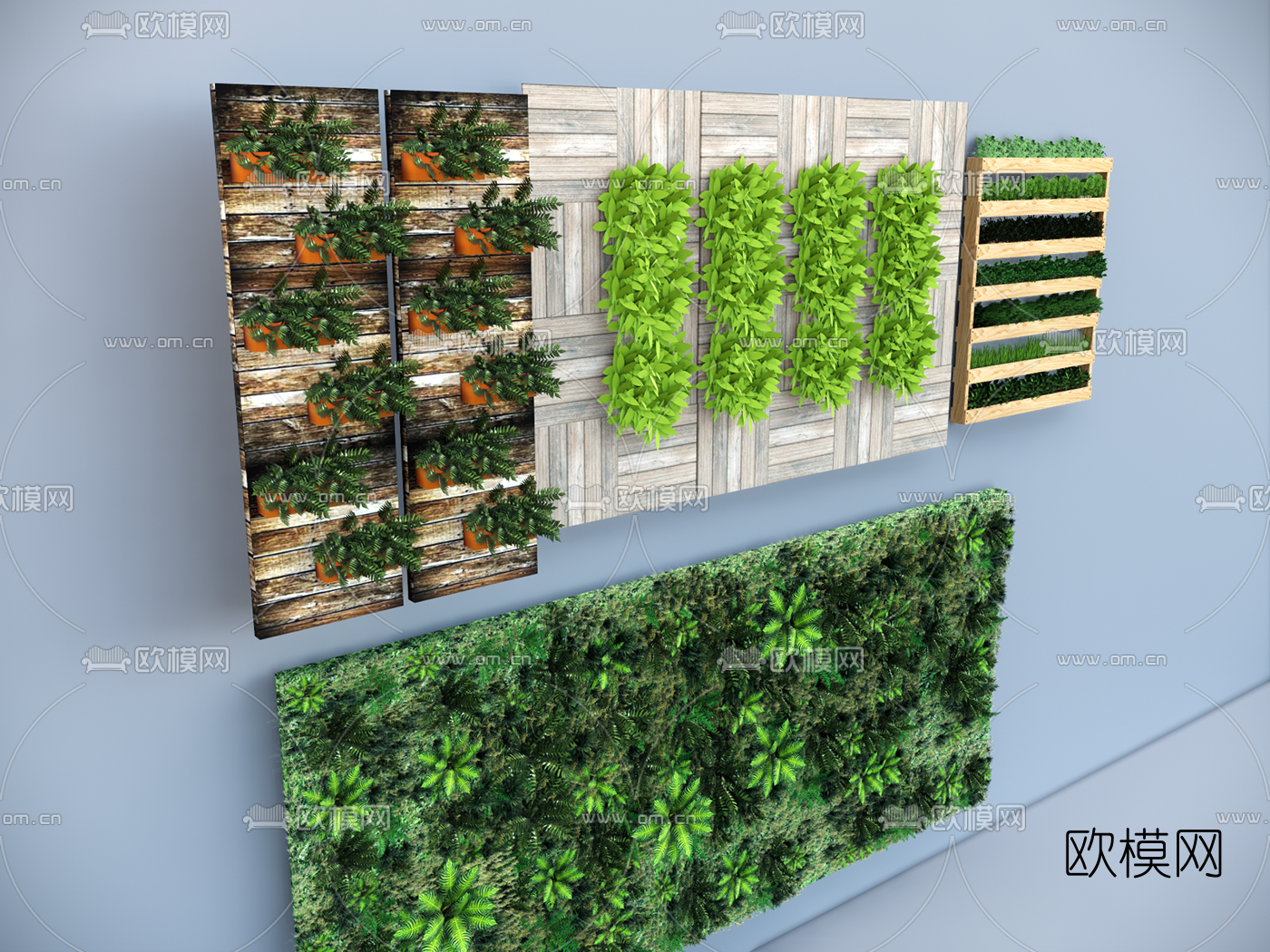 自然风植物背景墙su模型下载（渲染图3）