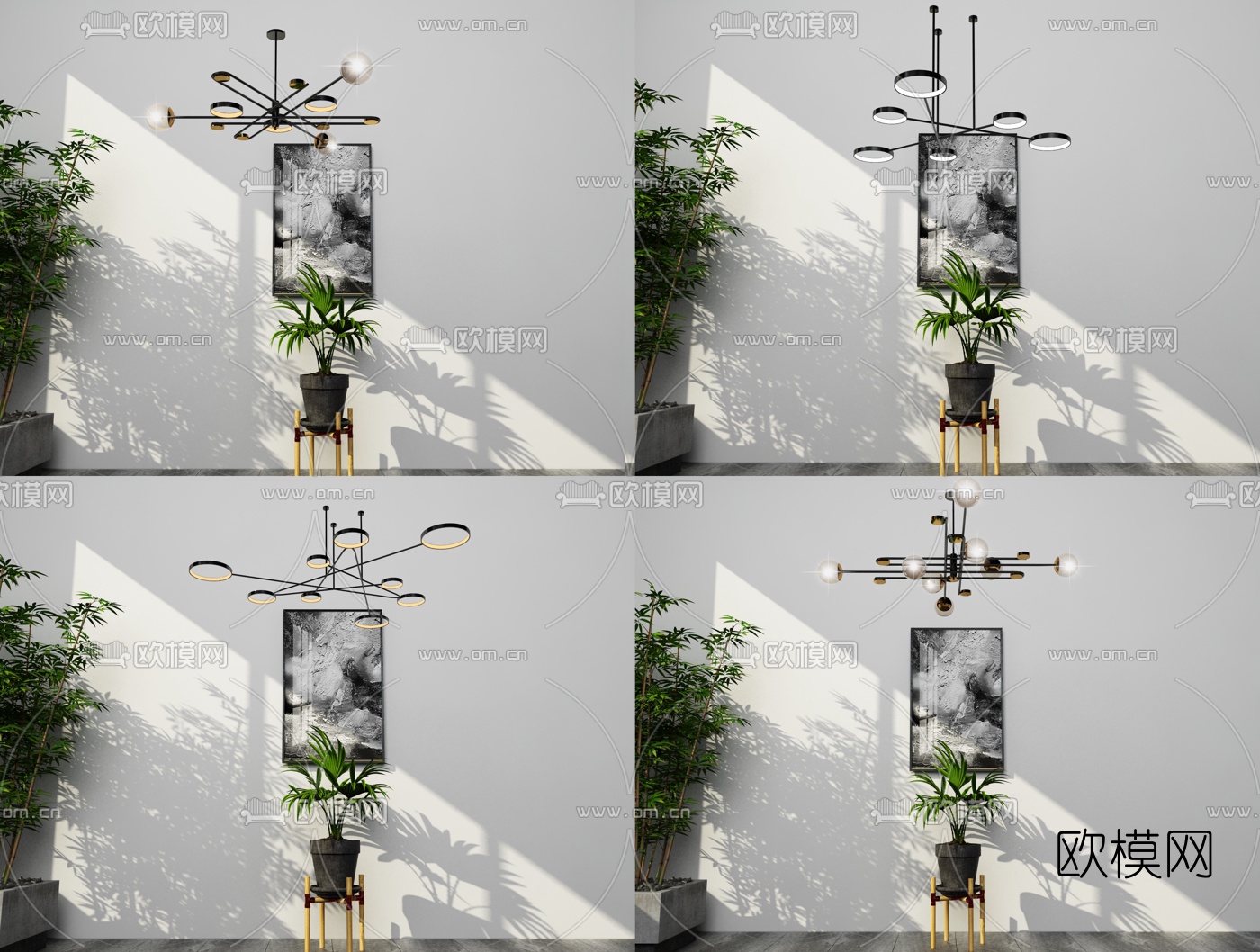 北欧吊灯盆栽3d模型